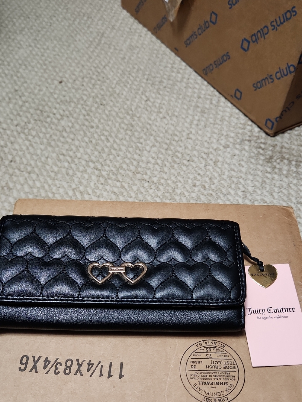 Juicy Couture Black Quilted Heart-Accent Wallet